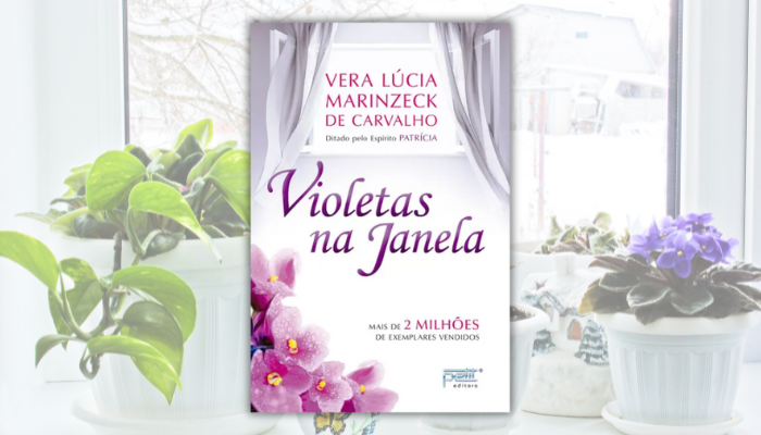 Violetas na janela explora a vida após a morte com leveza, guiando leitores por reflexões sobre amor, bondade e espiritualidade.